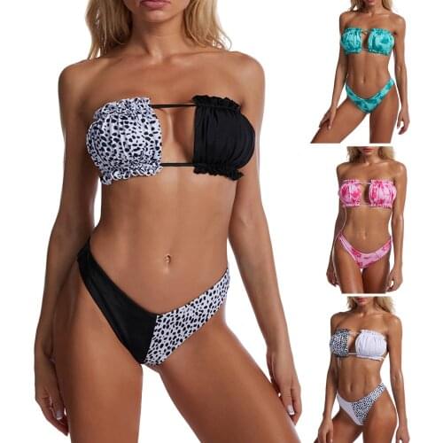 Womens Sexy Bikini Set 2 Piece Swimsuit Beach Swimwear Bathing Suit Halter Split Top Shorts Ladies Beach Wear With Bra Pad