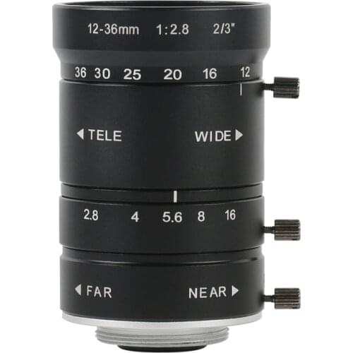 10MP HD 12-36mm Focus Length CS C Mount Zoom Lens for CCTV Camera Industrial Microscope Big View High Working Distance