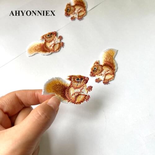 1 Pair Squirrel Embroidered Patch Iron on or Sewing Applique Cute Patches Shirt Bag Patchwork Fabric for Clothing Animal Patch