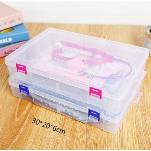 30*20*6cm PP Gift Box Button&Jewel Case Transparent Color DIY Organizer Box Splittable Plastic Storage Tool Boxes 1pc