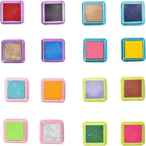 16x Safe Ink Pad Set Pigment Paper Card Making Scrapbooking Craft Kids Finger Stamp Pads Storage Case Kit - Washable