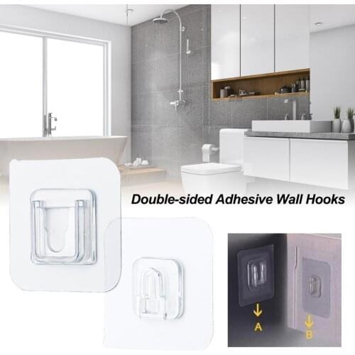 5/10Set PVC Adhesive Wall Hooks Double-sided Transparent Flexible Hooks
