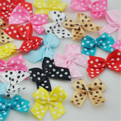 50pcs Dot Satin Ribbon Flowers Bows Gift Craft Wedding Decoration Upick B0163