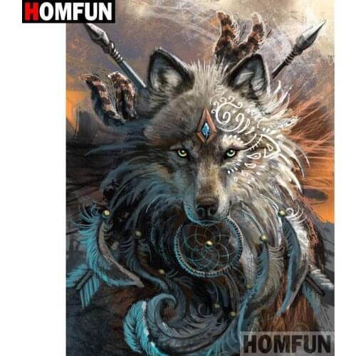 HOMFUN Full Square/Round Drill 5D DIY Diamond Painting "Animal wolf" 3D Diamond Embroidery Cross Stitch Home Decor A19693