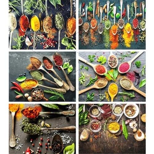 Diamond Painting Cooking Seasoning Cross Stitch Full Drill Square Diamond Embroidery Needlework Art Home Kitchen Decor Gift