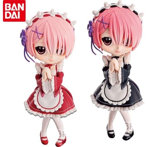 Bandai Genuine Q Posket Re:Life In A Different World From Zero Rem Maid Q Version Anime Action Figures Collectible Model Toys