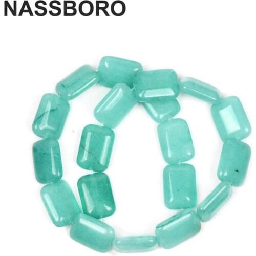 Rectangle 13X18mm Green Natural Stone Beads Charms Loose Spacer Beads For Fashion Bracelet Necklace Jewelry Making DIY Handmade