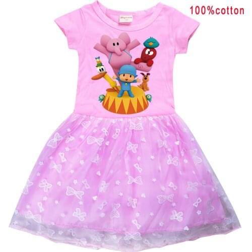 Pocoyoe Kids Dress for Girls Summer Clothes Princess Toddler Children Party Wedding Birthday T-shirt Dresses Cartoon Costumes