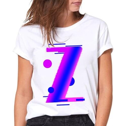 T shirt Ladies Summer 26 Alphabet Z Print Fashion women Tee Top 90s Female Tshirt Tshirt femme White T-shirt for ladies 2021