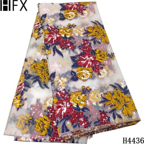 HFX 2021 High Quality Brocade Jacquard Fabric African tulle Lace French Net Mesh Nigerian Lace Material For Sewing Dress H4436