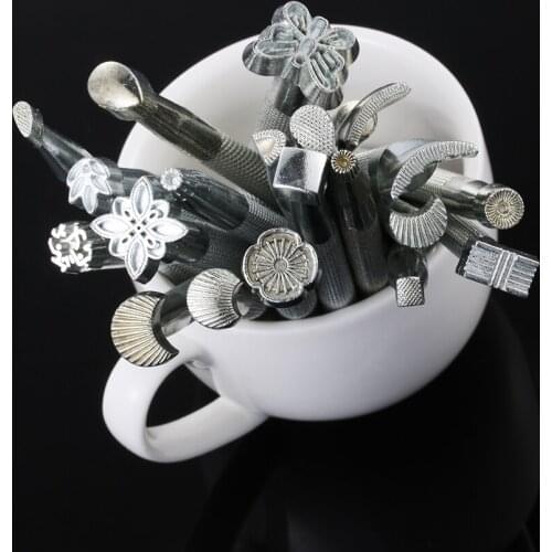 20 Styles Metal Leather Working Saddle Making Tools Carving Leathercraft Stamps Leather Stamping Solid DIY Printing Stamping