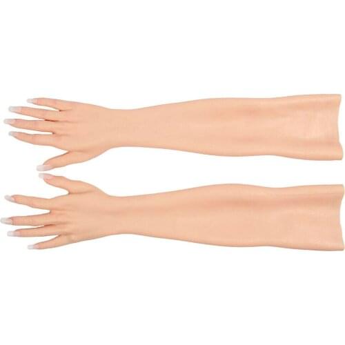 3 Colors 60CM Simulation Female Silicone Prosthesis Gloves Fake Hands Cover False Artificial Skin Sleeve Arm Beauty Shield