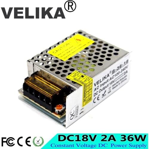 New Arrival Power supply 18V 2A 36W Switching power adapter Driver lighting Transformers 100-240V AC DC 18V SMPS For CNC CCTV AV