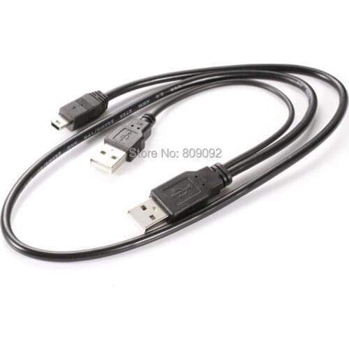 USB male to USB Male Power Cable + Mini USB Male 5pin Host OTG Cable Data Power Y Splitter Cable for Mobile HDD Hard Drive