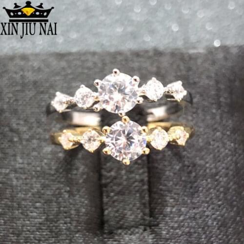 2Colors Exquisite Small Cute Rose Gold Color Ring white Crystal Wedding Rings For Women Jewelry Round Simple Fashion Party Gifts