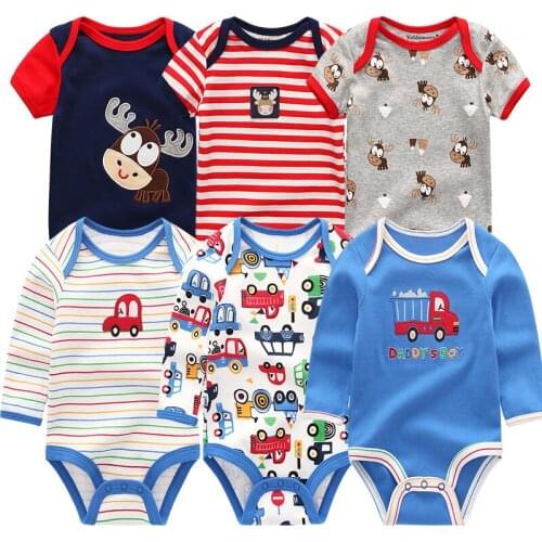 Baby Boy Summer Romper 6PCS Newborn Girl Spring Jumpsuit Cotton Infant Clothes Set Body Suit Cartoon ropa bebe Cotton Outfits