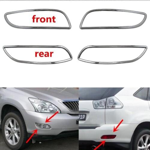 For Lexus XU30 RX330 RX350 2003-2008 Fog lamps cover Trim ABS Chrome 4pcs Front Rear fog light cover car-styling accessories