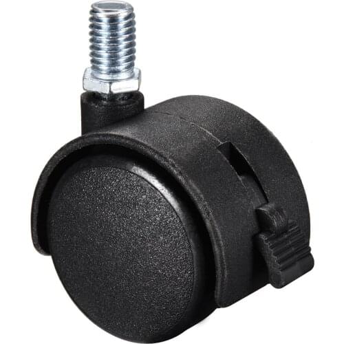 Uxcell Furniture Casters 1.5 Inch Nylon M10 x 15mm Threaded Stem Swivel Caster Wheels w Brake, 33lb Capacity Each Wheel, 10 Pcs