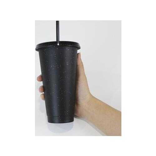 Reusable 700ml 710ml 22oz 24oz plastic coffee cup with straw and lid