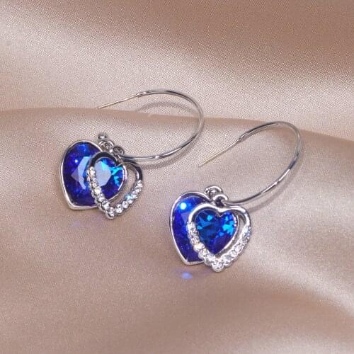 Trendy Big Round Circle Geometric Earrings Crystal Heart Hoop Earrings For Women LOVE Romantic Jewelry Charm Personality Earring