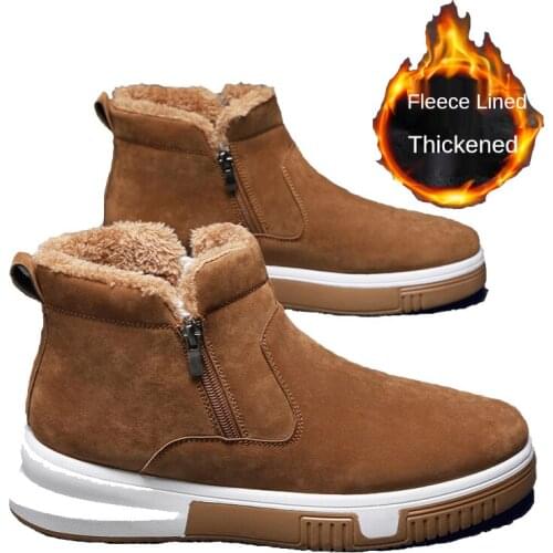 Men Boot High Quality Side Zipper of Suede Warm Low-Heel Fashion Casual Martin Snow Boot Non-Slip Round Toe Outdoor Safety Shoes