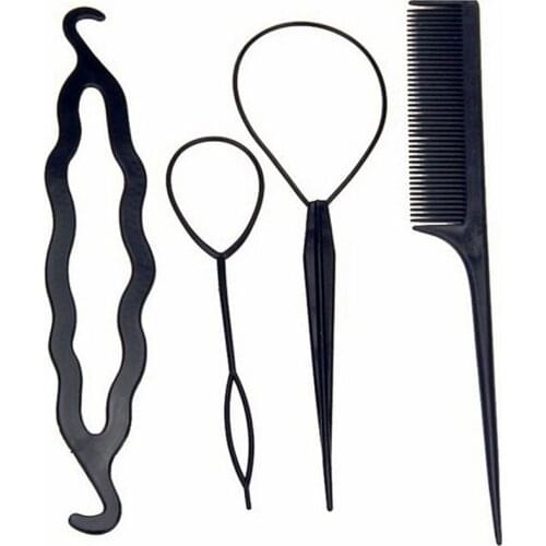 Cheap 4pcs/set Magic Hair Styling Accessories Set Braiders Hair Pin Bun Roller Maker Hair Braiding Twist Curler Styling Tool