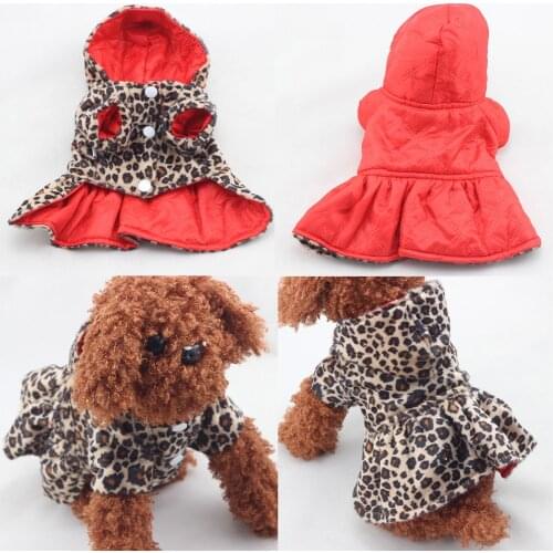 Pet Dog Clothes Cotton Dress Fashion Leopard Print Autumn Winter Warm Dog Clothing Plus Size Beautiful For Small Medium Dogs