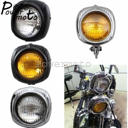 Motorcycle 4.5" Polished Amber Retro Headlight 12V 60W Sealed Beam For Harley Touring Cafe Racer Chopper Bobber Custom