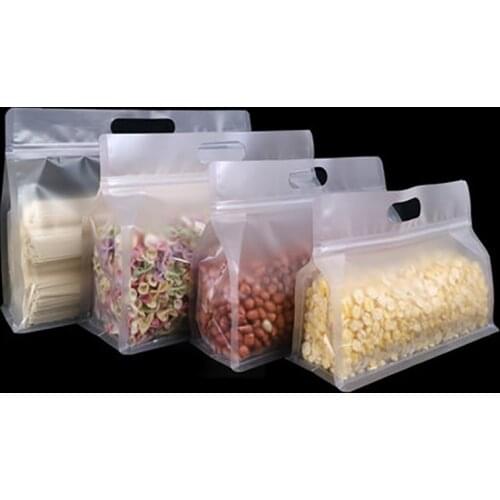 Food Package Waterproof Transparent Plastic Bag With Zipper And Handle Nuts & Rice Take-Away Frosted Container Dessert Packing