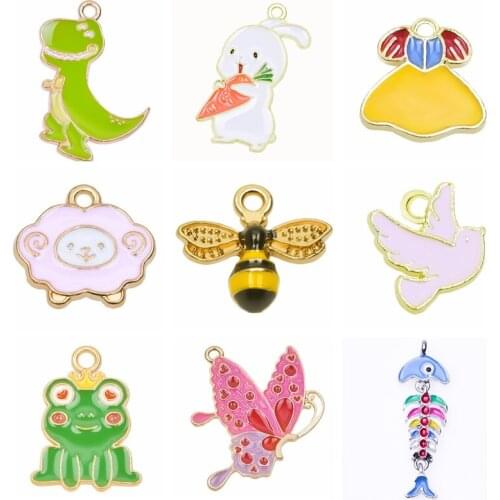 Kawaii Anime Pendant 15 pcs/Lot Dragon Sheep Frog Charms For Jewelry Making Accessories Earrings Necklace Women Girls DIY Gifts