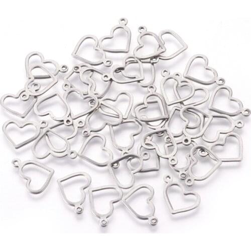 20pcs 304 Stainless Steel Drop Heart Moon Star Rhombus Charms Pendants DIY Jewelry for Necklace Bracelet Jewelry Making Bulk