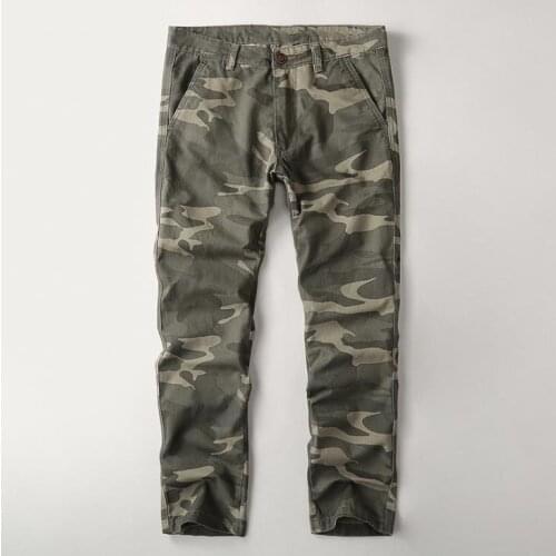 Tide Plus Size Cargo Pants Trendy Camouflage Casual Pants Men Regular Straigth Trousers Cotton Water-washed Pants Overalls