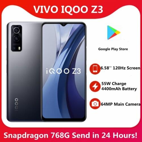 Original VIVO IQOO Z3 Mobile Phone Snapdragon 768G 4400mAh 55W Flash Charge Celular 6.58'' 120Hz Racing Screen 64MP Smartphone