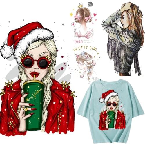 Beauty Punk Girl Patches Thermal Sticker on Clothes Iron-on Transfers for Clothing Thermoadhesive Patch Diy Applique for Jackets