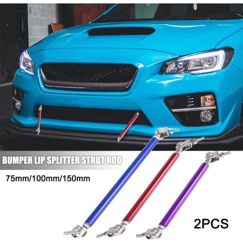 Uxcell Universal 2Pcs 75mm/100mm/150mm Adjustable Racing Front Bumper Lip Splitter Strut Tie Rod Bar Support Kit Car Styling