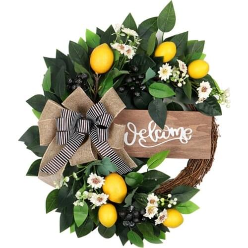 Garland Lemon Wreath Flower Party Supplies Ornaments Door 40x45x10cm Fake Romantic Elegant Simple Garden Wall Home Artificial