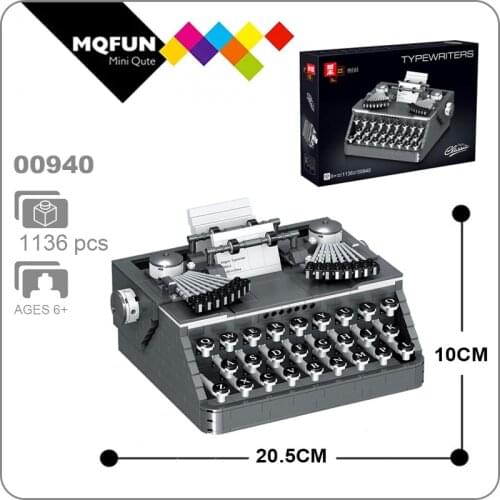 ZHEGAO 00940 Retro Style Typewriter Mini Particle Assembled Modular Building Blocks Bricks Childrens Educational Toy Gift