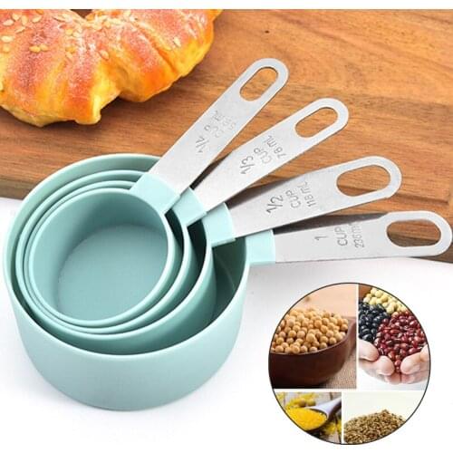 1 Set Multi Purpose Spoons/Cup Measuring Cup Spoon Bake Tool PP Baking Accessories Stainless Steel/Plastic Handle Kitchen Gadget