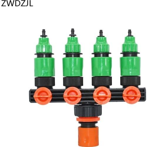 Irrigation Garden tap 4 way Tap 1/4 water irrigation splitter 4 way 8/11 Connector Adapter Hoses Pipes Splitters 1pcs