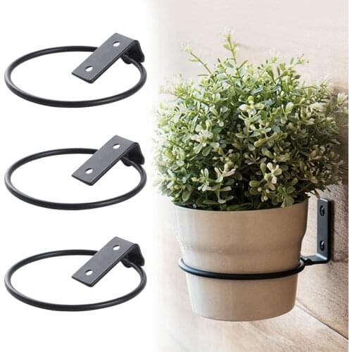 3Pcs Wall-hung Flower Pot Stand Folding Pot Trays Balcony Heavy Duty Potted Plants Holder Ring Home Decorative Rack
