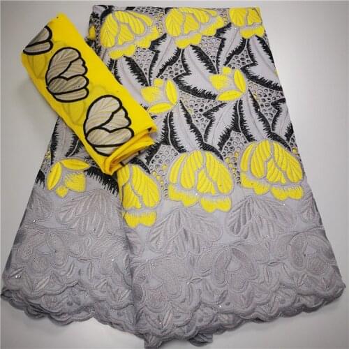 7 Yard With Scarf Swiss Lace Fabric Heavy Beaded Embroidery African 100% Cotton Fabrics Swiss Voile Lace Dubai Style 9L03301