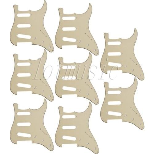 8Pcs Beige 3-Ply 11 Hole SSS Pickguard for ElectricStrat Guitar Replacement