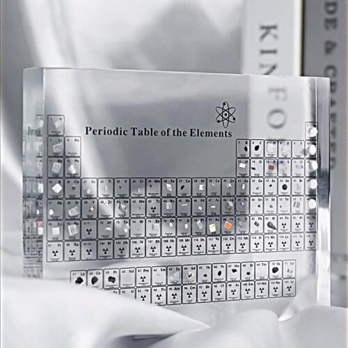 Acrylic Periodic Table Display With Real Elements Kids Teaching Tool Birthday Gifts Stickers Chemical Element Display Home Decor