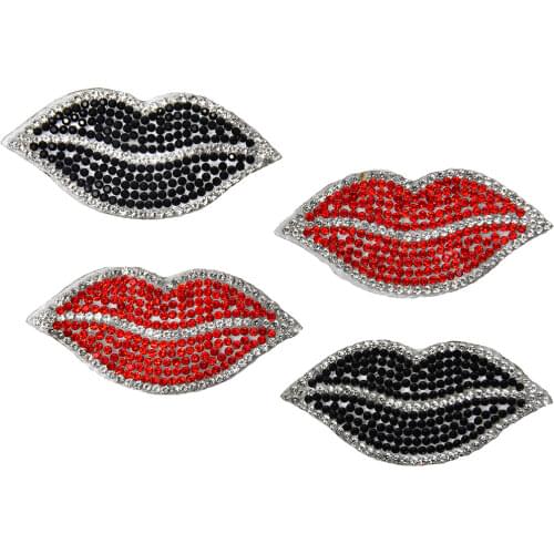 20Pcs Sexy Lip Applique Crystal Hot Diamond Pattern Rhinestone Shiny Patches Motifs Diy Accessories Clothing Shoe Hat Decoration
