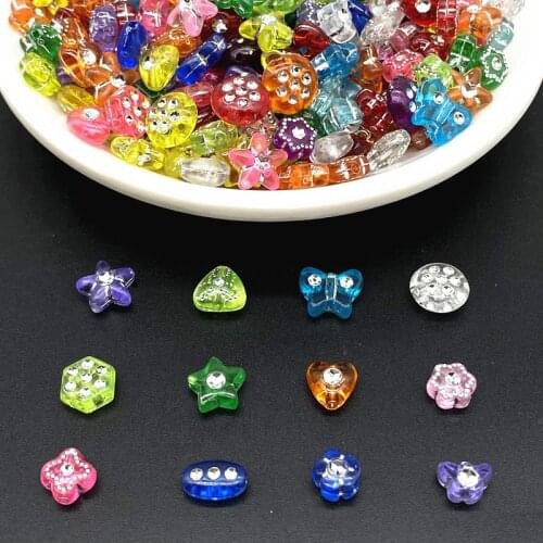 100pcs Star Love Heart Flower Shape Beads Colorful Space Beads for Jewelry Making Pendant Necklace Bracelet DIY