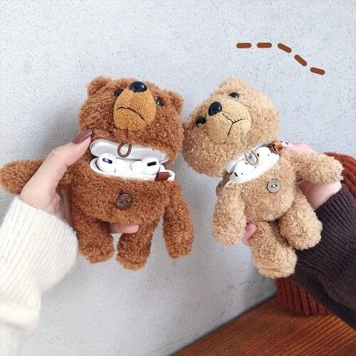 Cartoon Plush Teddy Bear pig Protector case For Airpods 1 2 3 Pro cover Protector Wireless Bluetooth Headset Storage Box cases