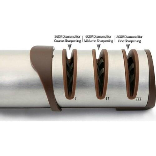Deluxe 3 slots durable Kitchen Knife Sharpener with Professional Diamond Carbide Knives Medium and Fine Sharpening TAIDEA h4