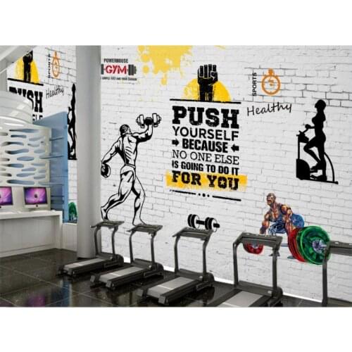 Custom photo murals wallpaper for walls 3 d Gym mural Nostalgic retro sport gym weightlifting background decorative wall papers