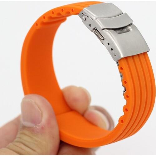 18mm 20mm 22mm 24MM Strong Flexibility Rubber Watchbands Casual Balanceds Men And Women Silicone Watch Strap Band orange blue
