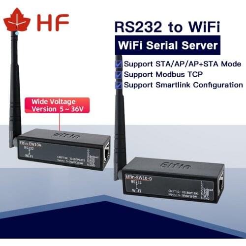 HF Elfin-EW10/EW10A Wide Voltage 5~36V DTU Wireless Networking Devices Modbus TPC IP Function RJ45 RS232 to WIFI Serial Server